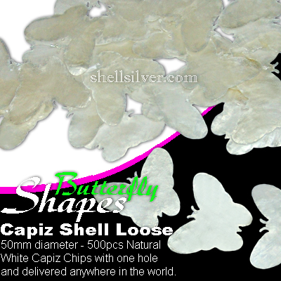 50mm NaturalWhite Butterfly Capiz Loose