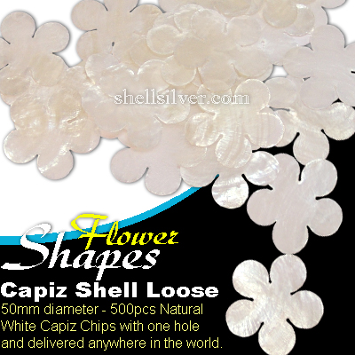 50mm Natural White Flower Capiz Loose