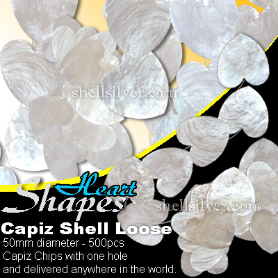 50mm Natural White Heart Capiz Loose